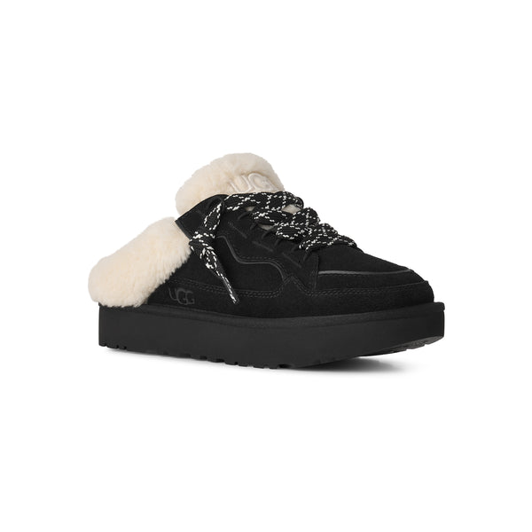Black slip on sneaker with sherpa lining