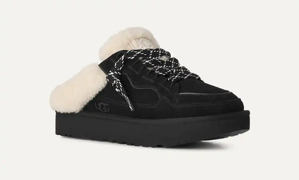 Black slip on sneaker with sherpa lining