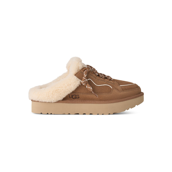 Tan slip on sneaker with sherpa lining