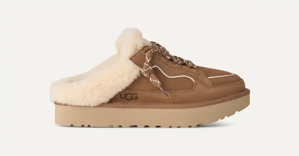 Tan slip on sneaker with sherpa lining