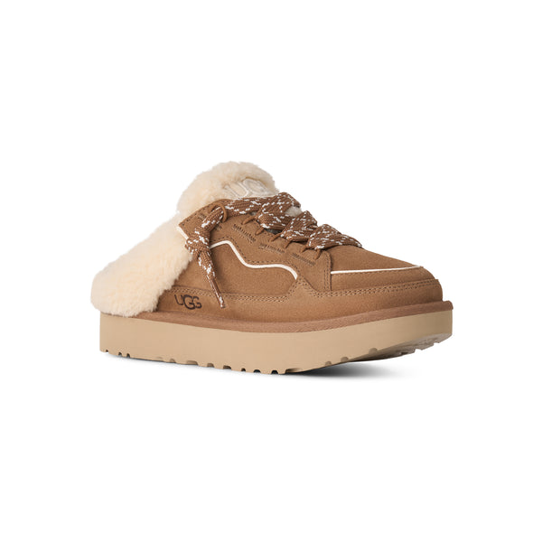 Tan slip on sneaker with sherpa lining