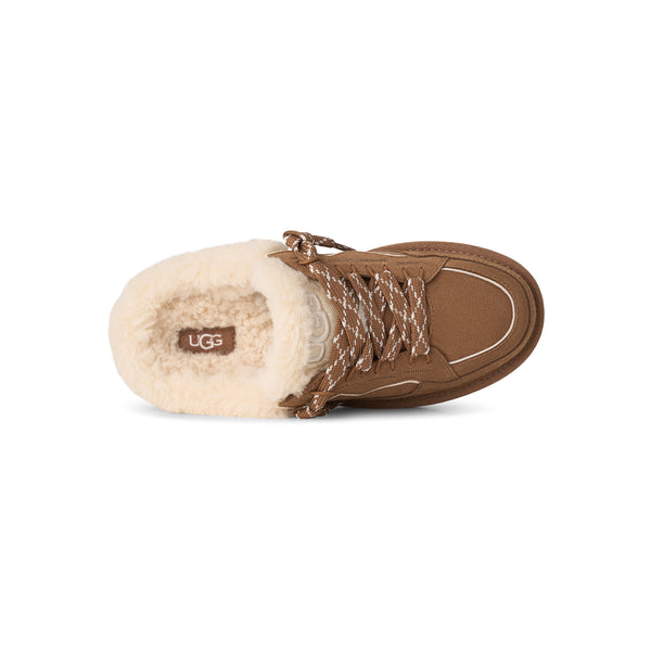 Tan slip on sneaker with sherpa lining