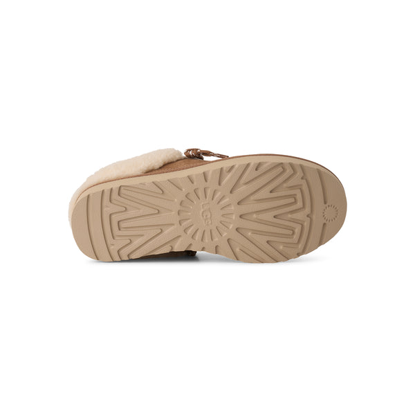 Tan slip on sneaker with sherpa lining