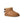Tan ankle length slipper boot with a bow on the back