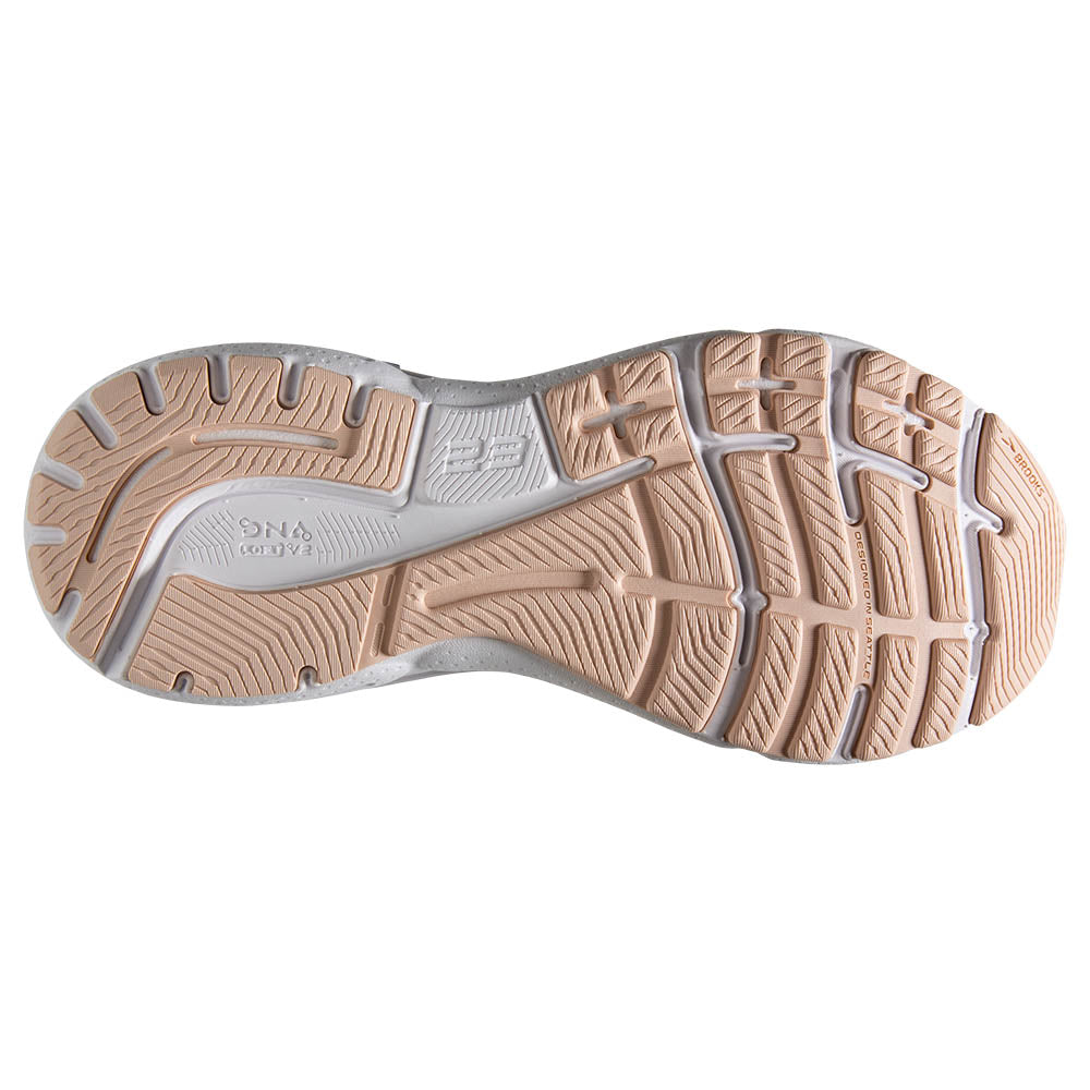 The outsole of the Adrenaline 23 is shaped in a way that shows its designed to provide medial support
