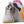 White athletic shoe with pink and orange accents on a white background