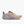 Gray running shoe with colorful sole on a white background