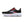 Black running shoe with red accents on a white background