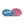 Pink rubber is used on the top half of the outsole and blue rubber is used on the bottom. 