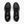 A pair of black running shoes with white soles on a white background