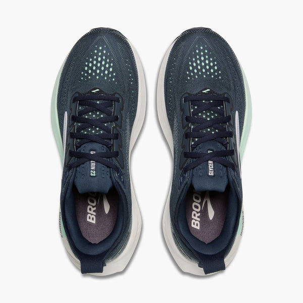 Teal running shoe on a white background