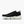 A black knit athletic sneaker with a thick, chunky white midsole and a light blue outsole, shown from a side profile view against a plain white background.
