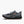 A dark gray and black trail running shoe with a thick black midsole and dusty rose accents on the outsole and branding, shown from a side profile on a light gray background.