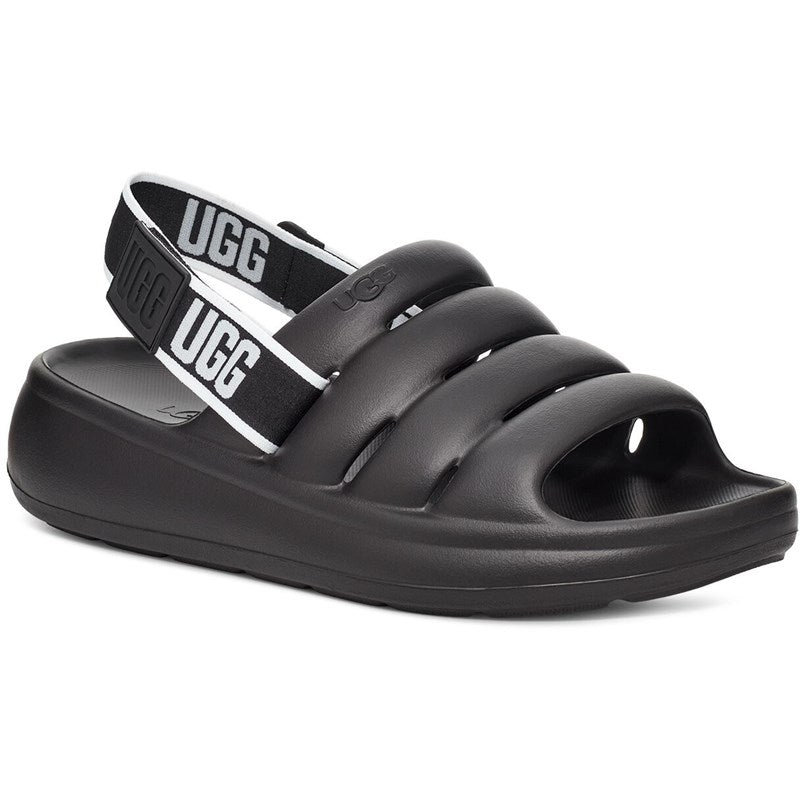 Front angle view of the Men's Sport Yeah sandal by UGG in Black