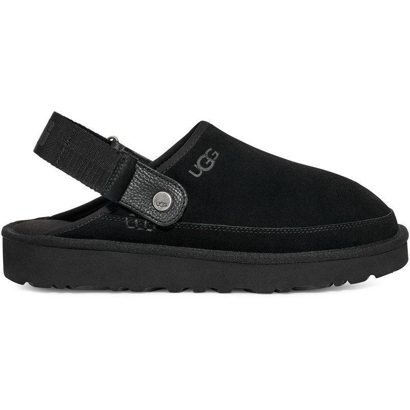Lateral view of the Men's GoldenCoast Clog by UGG in the color Black