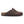 Deep brown leather clog on a white background