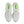 Neon green, orange, and white running shoe on a white background