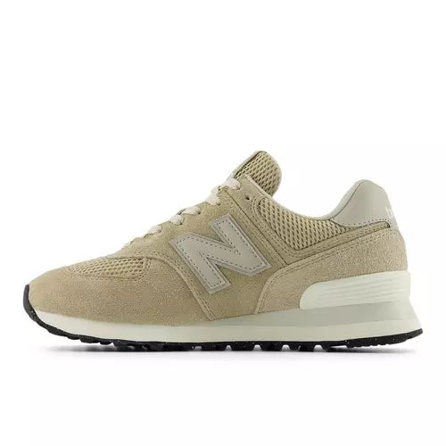 Tan and white sneaker on a white background