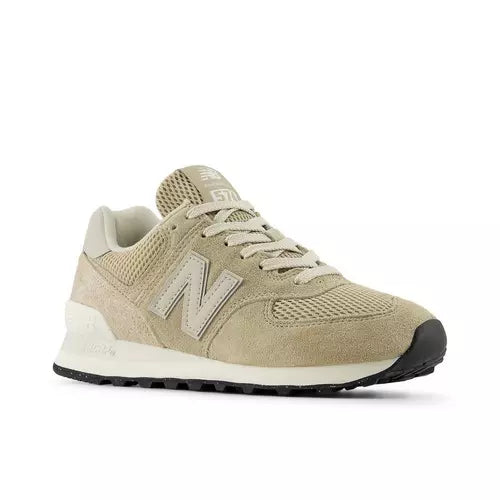 Tan and white sneaker on a white background