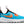 Blue, orange, black, and white kids shoe on a white background