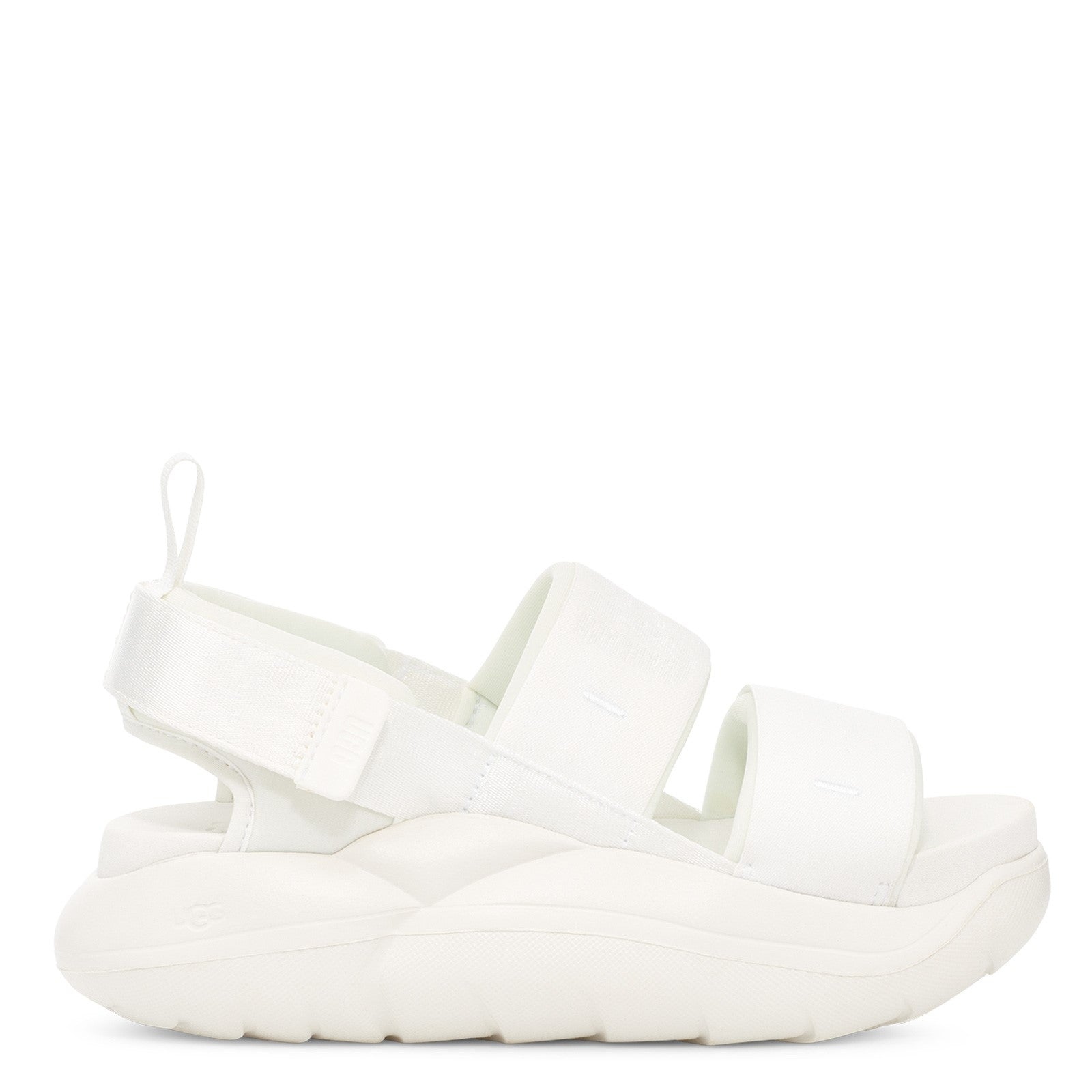 Lateral view of the Women's LA Cloud Sport sandal by UGG in the color white