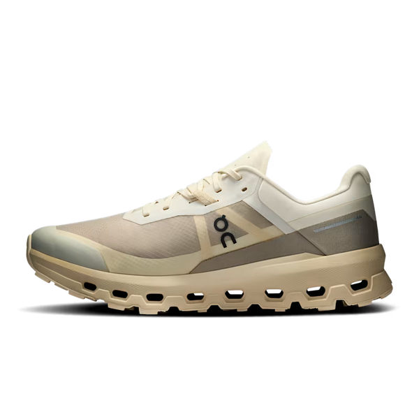 Beige and white running shoe on a transparent background