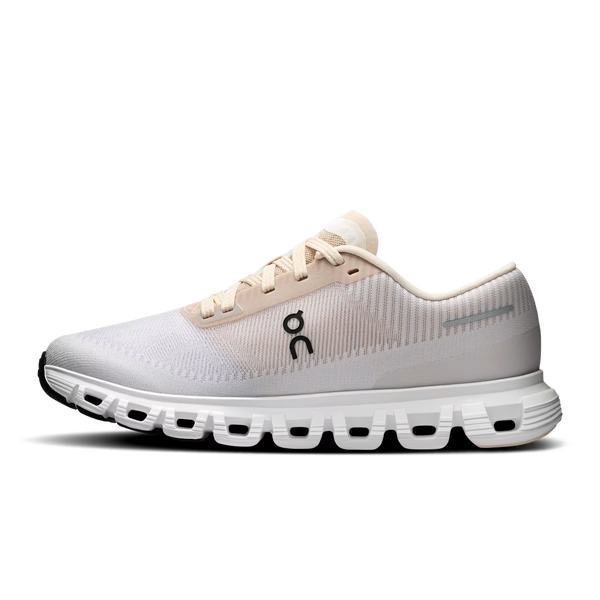 Light purple, cream and white training shoe on a white background