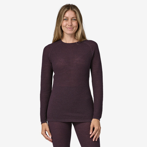 Picture of womens baselayer from front view in plum