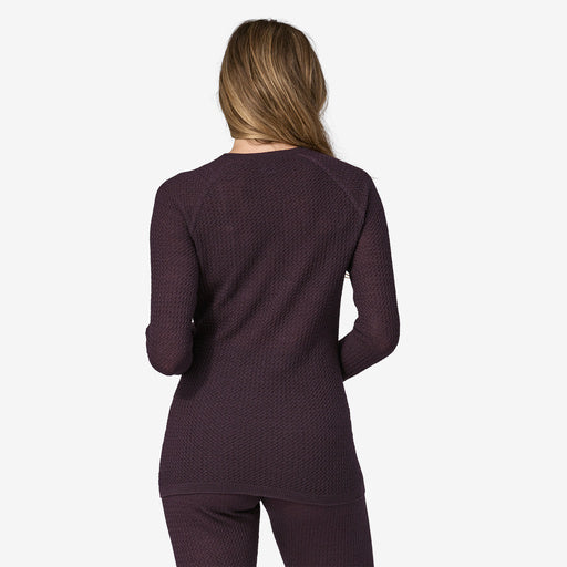 Picture of womens baselayer from back view in plum