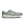 Green running shoe with white sole on a white background