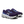 Purple running shoes with white soles on a white background