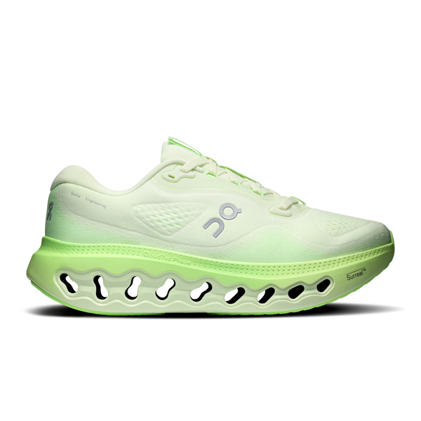 Lime green ombre running shoe on a white background