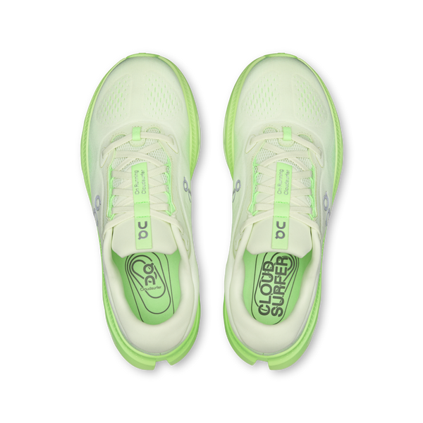 Lime green ombre running shoe on a white background