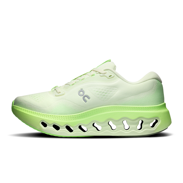 Lime green ombre running shoe on a white background