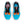 Blue, orange, black, and white kids shoe on a white background