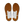 Top-down view of a pair of athletic shoe soles, showing a brown textured outsole with white midsoles and heel inserts, isolated on a white background.