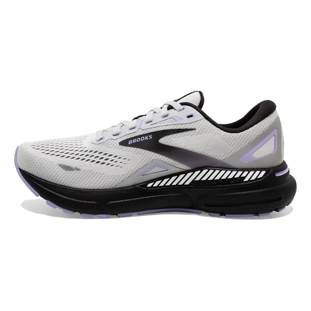 Medial view of the Women's Adrenaline GTS 23 in the wide D width, color Grey/Black/Purple
