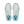 A pair of white POC Cloud-8 running shoes shown from a top-down view, featuring bright green laces and teal accents on the tongue and insole.