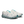 A pair of On Cloudrunning sneakers in white with teal accents on the midsole, tongue, and outsole, shown on a clean white background.