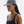 Woman wearing a gray cap with a brand logo on a white background