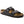 The oiled leather upper of this Arizona is black and has silver buckles.  