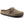 Taupe suede clog on a white background