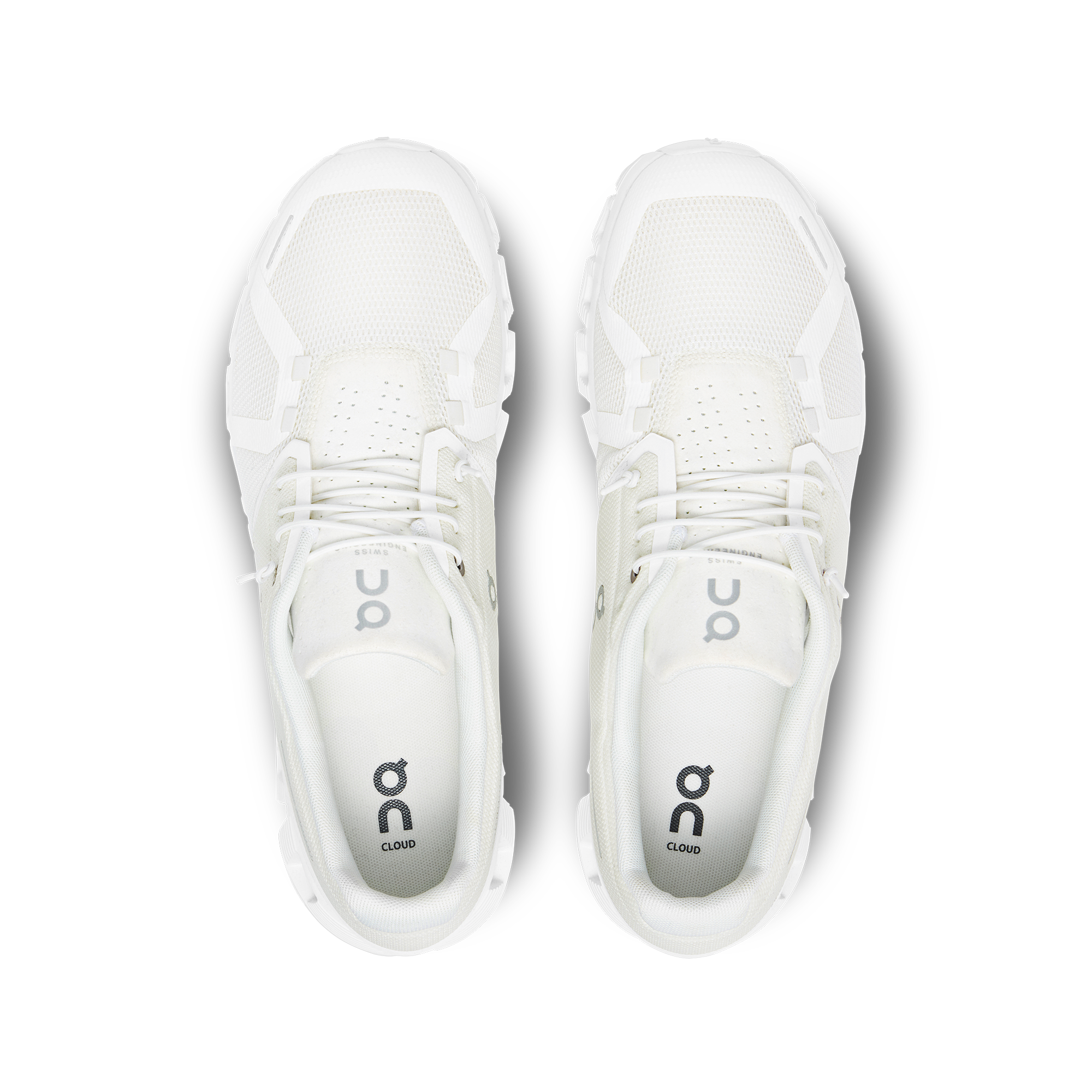 Top view of the Men's Cloud 5 by ON in the color Undyed White/White
