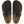 The upper of this shoe is dark brown and has brass buckles. 