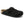 Black suede clog on a a white background