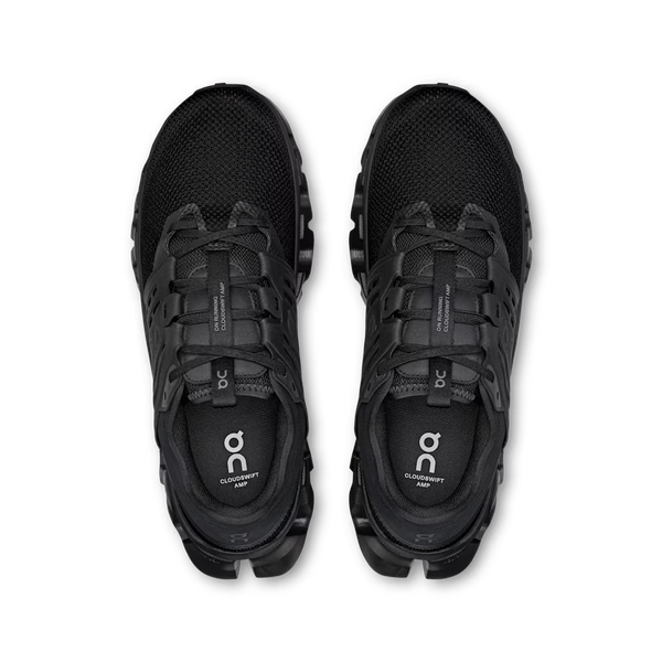 All black training shoe on a white background
