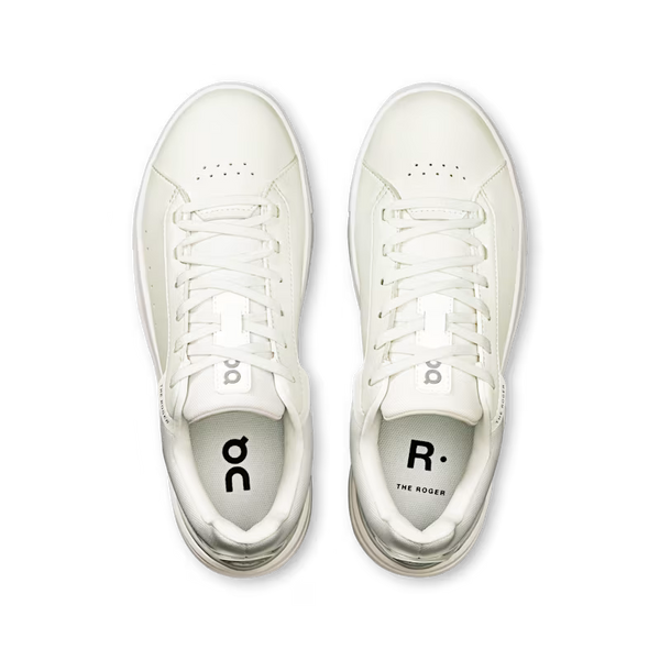 All white sneakers with white shoe laces adn On brand logos on a transparent background