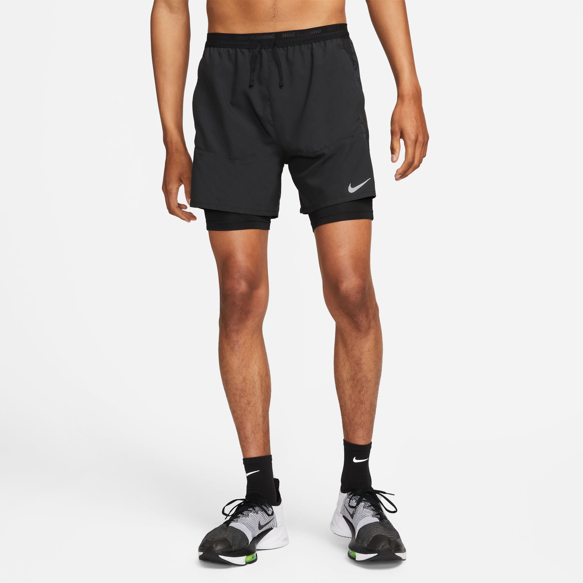 front view of mens stride hybrid short