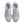 A pair of white running shoes on a white background.