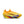 Brightly colored running shoe with a prominent brand logo on a white background